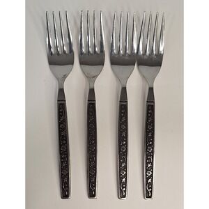 oneida northland Pasadena 4 Salad Forks Flatware Japan stainless Black Accent